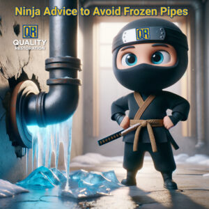 Quality Restoration Ninja looking at frozen pipe
