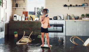 Water damage in kitchen